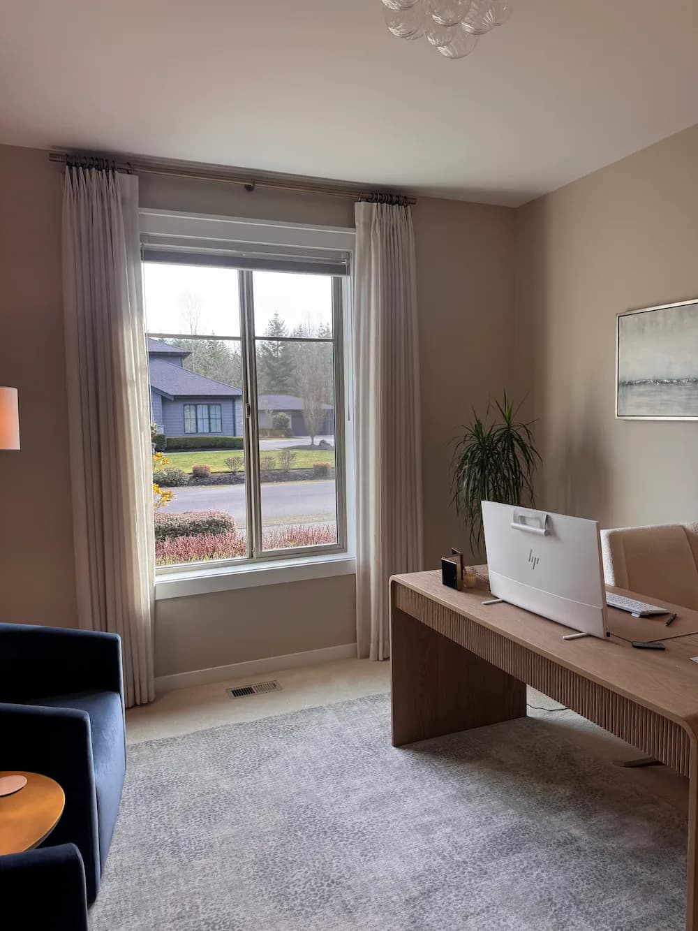 Drapes installation in an office